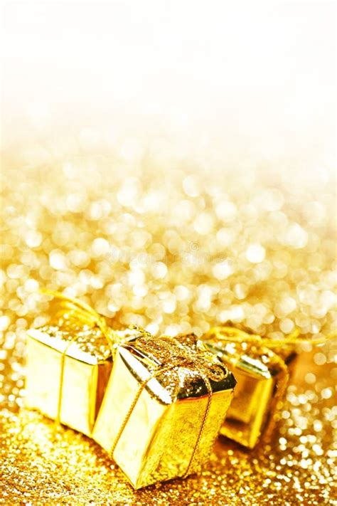 Gold gift boxes stock image. Image of festive, design - 260194489