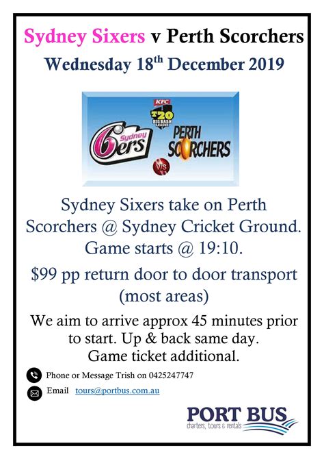 Sydney Sixers v Perth Scorchers | Sydney cricket ground, Game tickets