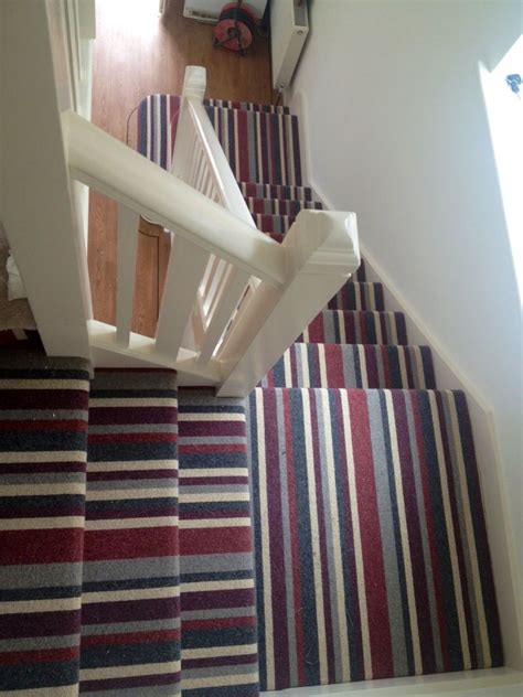 Bird S Eye View Of Red Gray Striped Stair Runner Striped Carpet