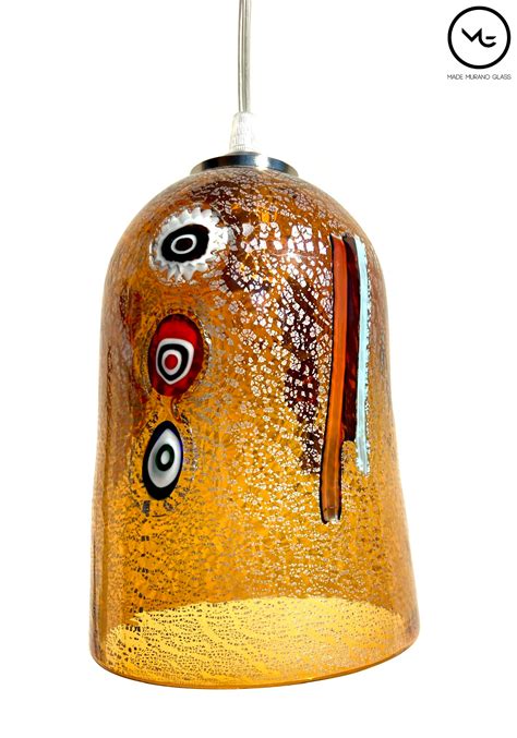 Patra Amber Murano Glass Lamp With Murrina Millefiori Made Murano Glass