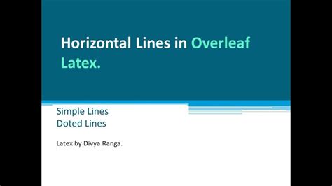 How To Insert Horizontal Lines In Overleaf Latex Horizontal Lines In