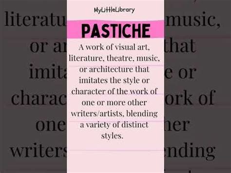 PASTICHE - YouTube | Literary terms, Words, Sentences