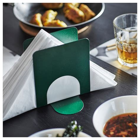 SKOGSRÖR napkin holder, dark green, 5x5" - IKEA