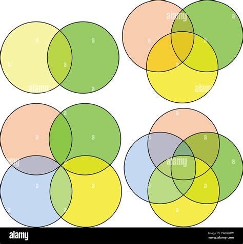 Venn Diagram Chart Infographics With 2 3 And 4 Circles Vector Design Elements For Business