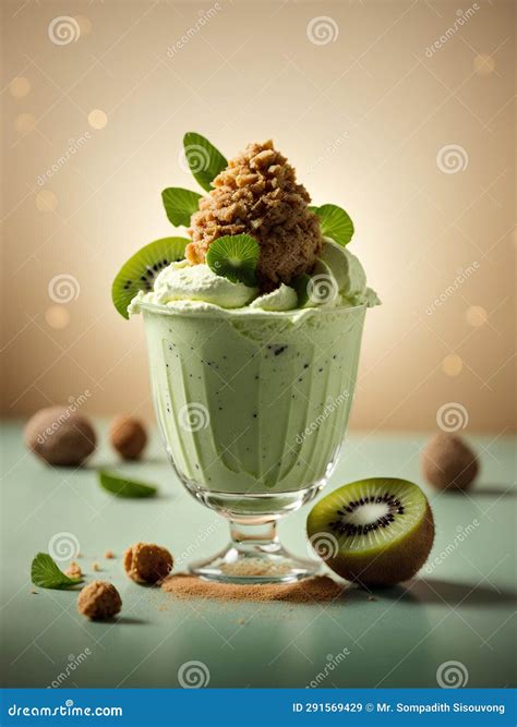 Kiwi Ice Cream Floating Delicious Refreshing Treat Gelato High