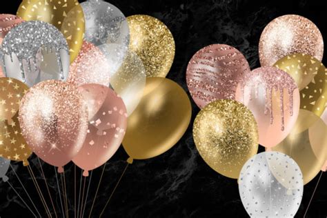 Glitter Balloons Clipart (Graphic) by Digital Curio · Creative Fabrica