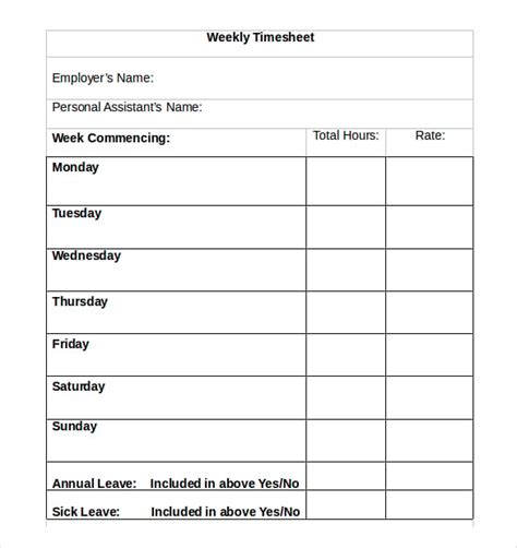 28+ Weekly Timesheet Templates – Free Sample, Example Format Download