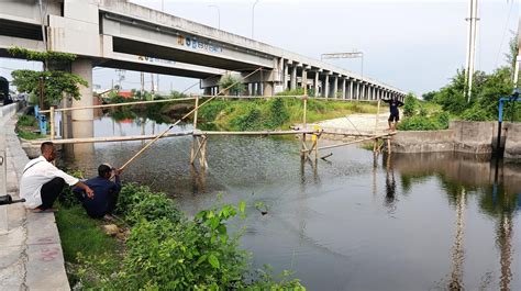 Demak Indonesia April Someone Is Fishing Under The Demak