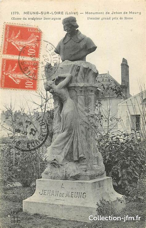 Cpa France Meung Sur Loire Monument De Jehan De Meurg Statue