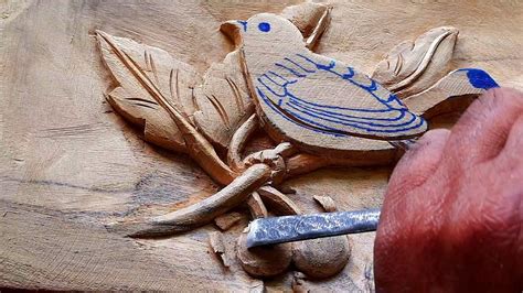 Wood Carving Bird And Leaf Wood Art Youtube