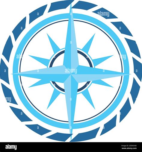 Nautical Compass In Seal Stamp Design Sea Ocean Navigation Travel