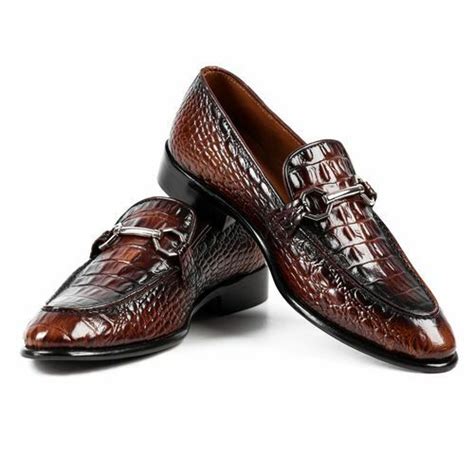 Handmade Men Brown Crocodile Patterns Leather Shoes Men Alligators