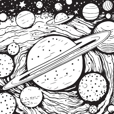 Outer space galaxy coloring page 36115060 Vector Art at Vecteezy