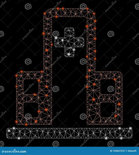 Flare Mesh Carcass Hospital Building With Flare Spots Stock Vector