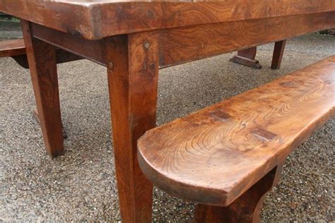 Exceptional Large Elm Table With Two Wide Elm Benches Large Elm Dining Table Kitch Table