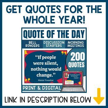 Quote Of The Day Free Week Posters Morning Meeting Bell Ringers