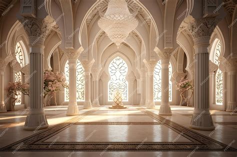 Premium AI Image | beautiful interior of a white empty masjid