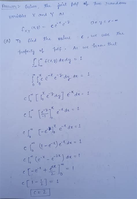 Solved The Joint Pdf Of Two Random Variables X And Y Is Given As F