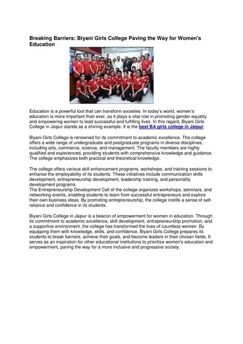 PPT - Breaking Barriers -Biyani Girls College Paving the Way for Women