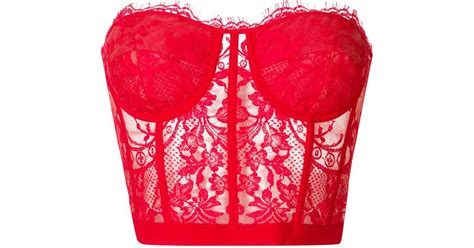 Alexander McQueen Lace Bustier Top In Red Lyst