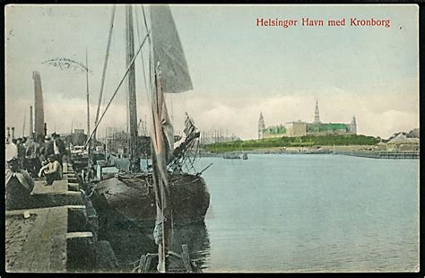 Helsing R Havneparti Med Kronborg I Baggrunden J M Ller No