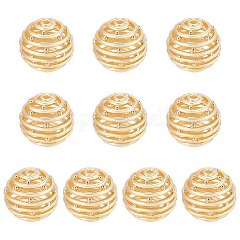 Wholesale Benecreat Pcs Real K Gold Plated Honeycomb Brass Bead