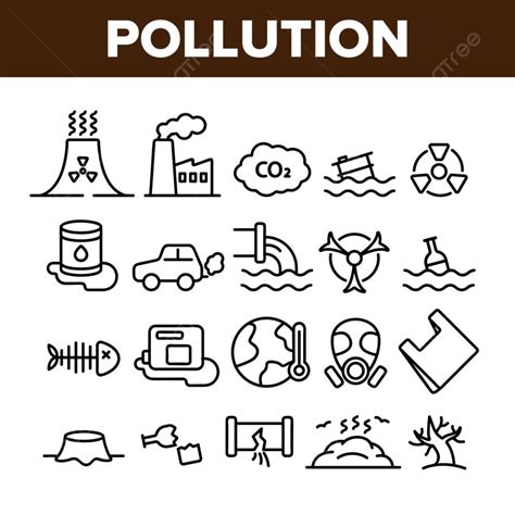 Polluted Environment Vector Hd Images Pollution Of Environment Vector Thin Line Icons Set Icon