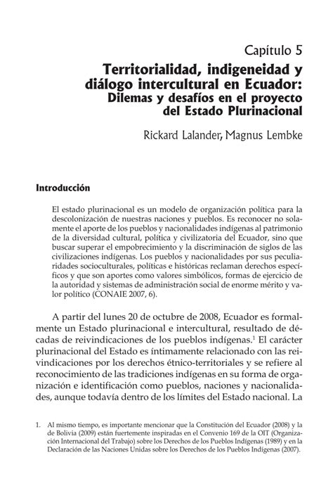 PDF Territorialidad Indigeneidad y Diálogo Intercultural en Ecuador