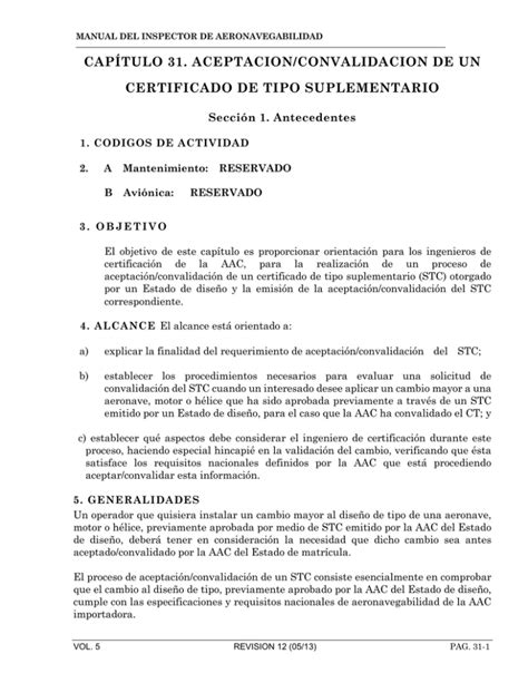 Aceptacion Convalidacion De Un Certificado De Tipo