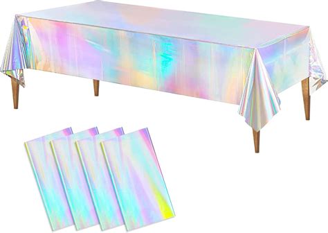 4 Pack Iridescent Tablecloth Laser Disposable Table Covers Iridescent