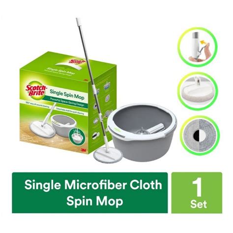 M Scotch Brite Single Microfiber Cloth Spin Mop T Single Bucket Spin