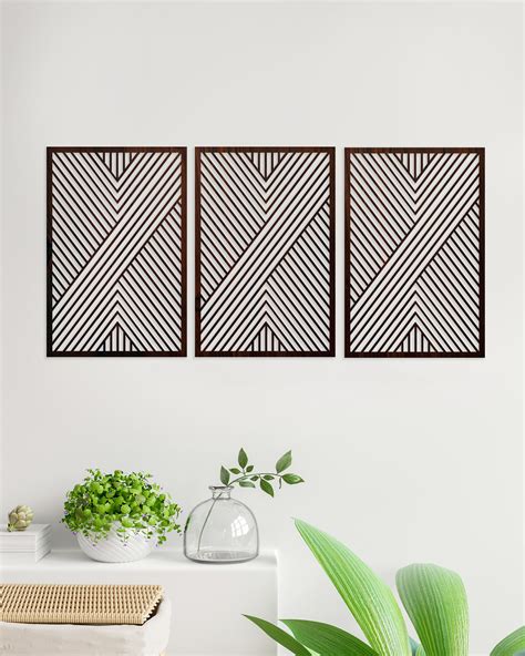 Geometric Wood Wall Art Geometric Wood Wall Decor Set of 3 - Etsy