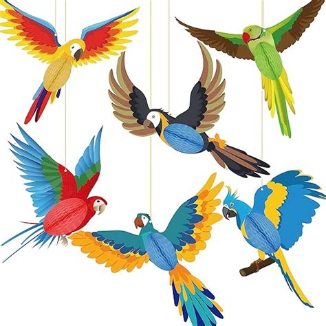 Amazon Pieces Tropical Birds Honeycomb Paper Cutouts Hanging