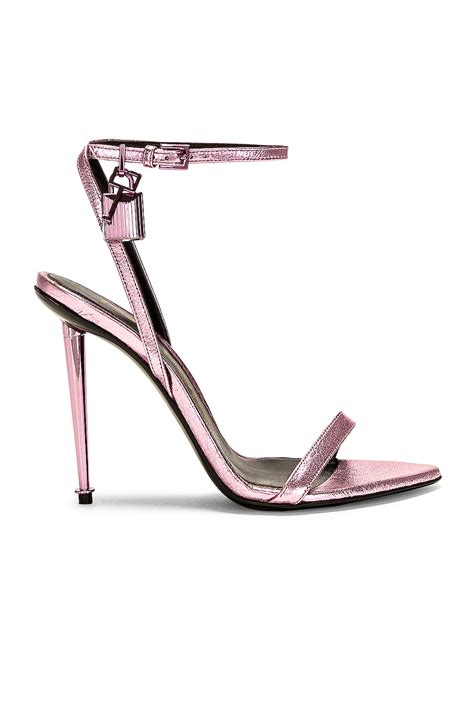 TOM FORD Metallic Padlock Pointy Naked 105 Sandal In Light Pink FWRD