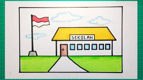 Menggambar Sekolah Sd 50 Koleksi Gambar