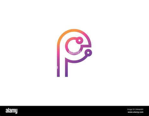 Letter P Technology Vector Monogram Logo Design Template Letter P