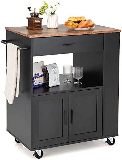 Geroboom Kitchen Island On Wheels Kitchen Trolley Cart With Towel Rack