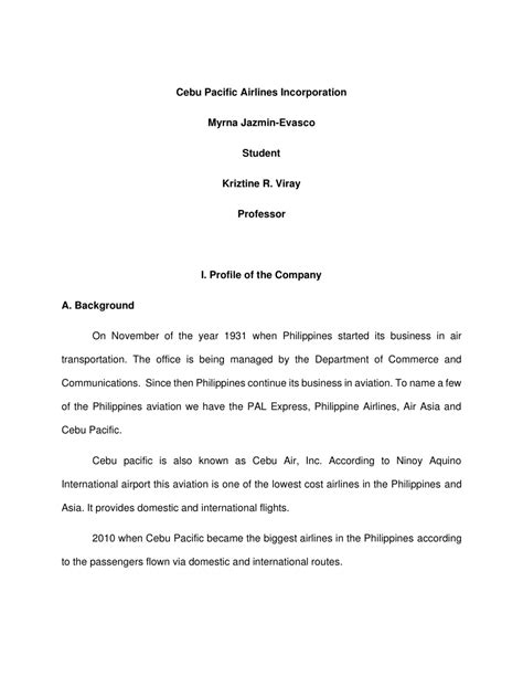 (PDF) Cebu Pacific Airlines Incorporation