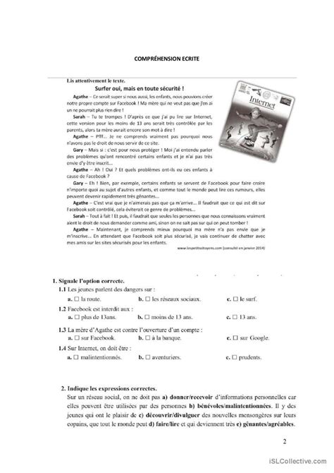 niveau 2 langue étrangère compréhe Français FLE fiches pedagogiques