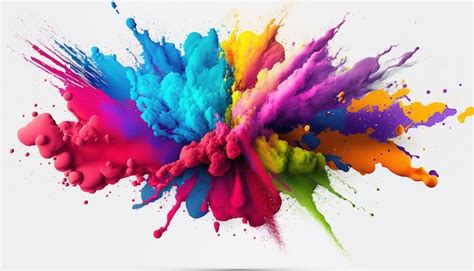 Premium Photo Holi Rang In The Air White Background Colors