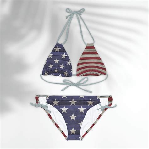 American Flag Bikini Set Patriotic Bikini Set Americana Bikini Camo Swimsuit American