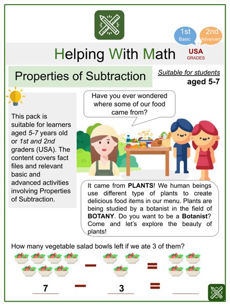 Properties Of Subtraction Themed Math Worksheets Aged 5 7