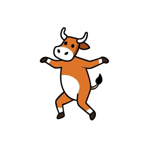 English Longhorn Cattle Cow Dancing Icon Vector Premium Ai Generated