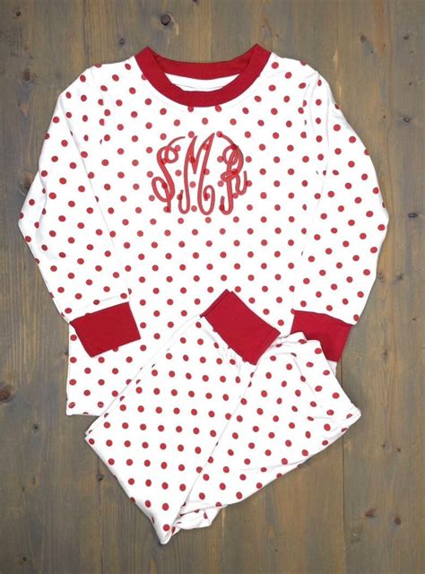 Girl's Monogrammed Pajamas, Personalized Kid's Pj's, Girl's Polka Dot ...