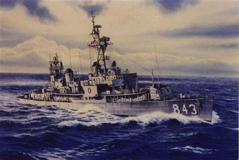 Watercolor Painting Of The Uss Warrington By Richard Moore