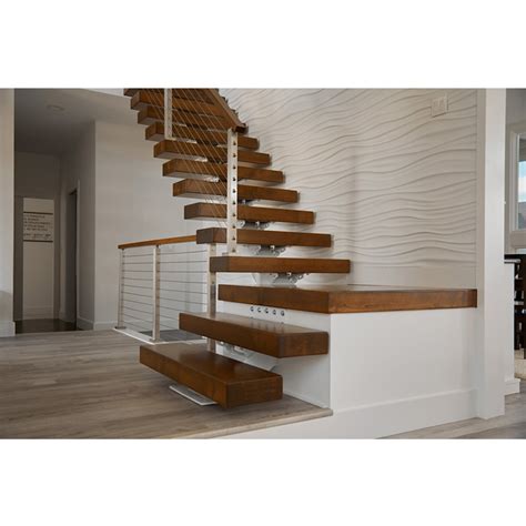 Modern Prefabricated Straight Stair With Wood Tread Mono Beam Staircase