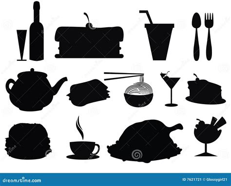 Food Silhouette stock vector. Illustration of coffee, design - 7621721