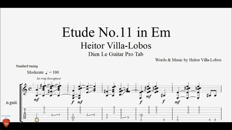 Etude No 11 In Em By Heitor Villa Lobos Guitar Tutorial With TABs