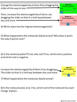 Molecule Polarity And Electronegativity An Online Phet Chemistry