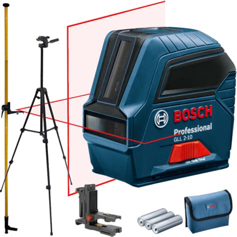 BOSCH GLL 2 10 Laser krzyżowy czerwony 10m tyczka GT 360 statyw